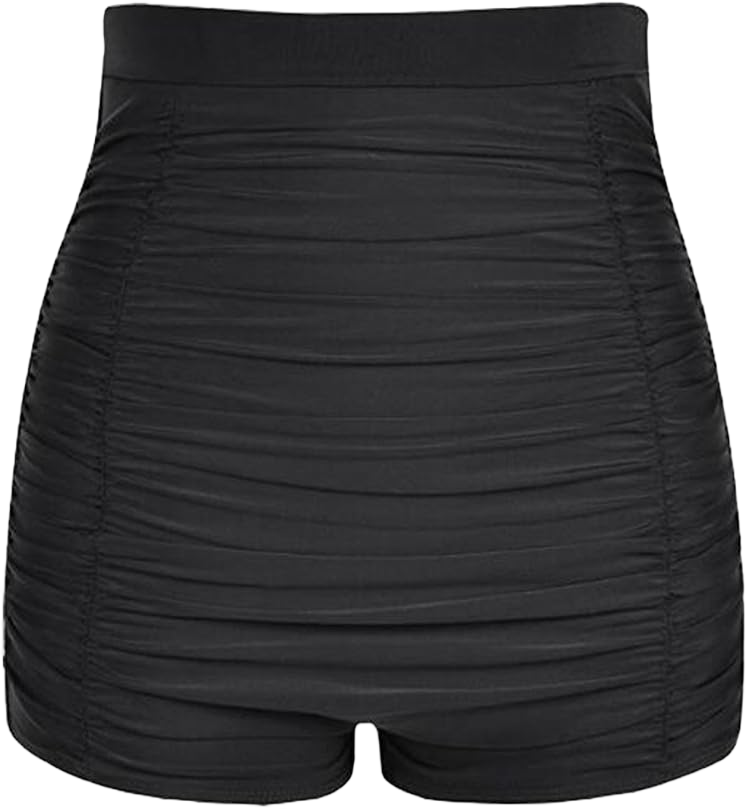 Women's Tankini Bikini Bottom High Waist Swim Shorts Briefs Shirred Tankini Bottom Sport Swimwear S-XXXL 2-4 Black2