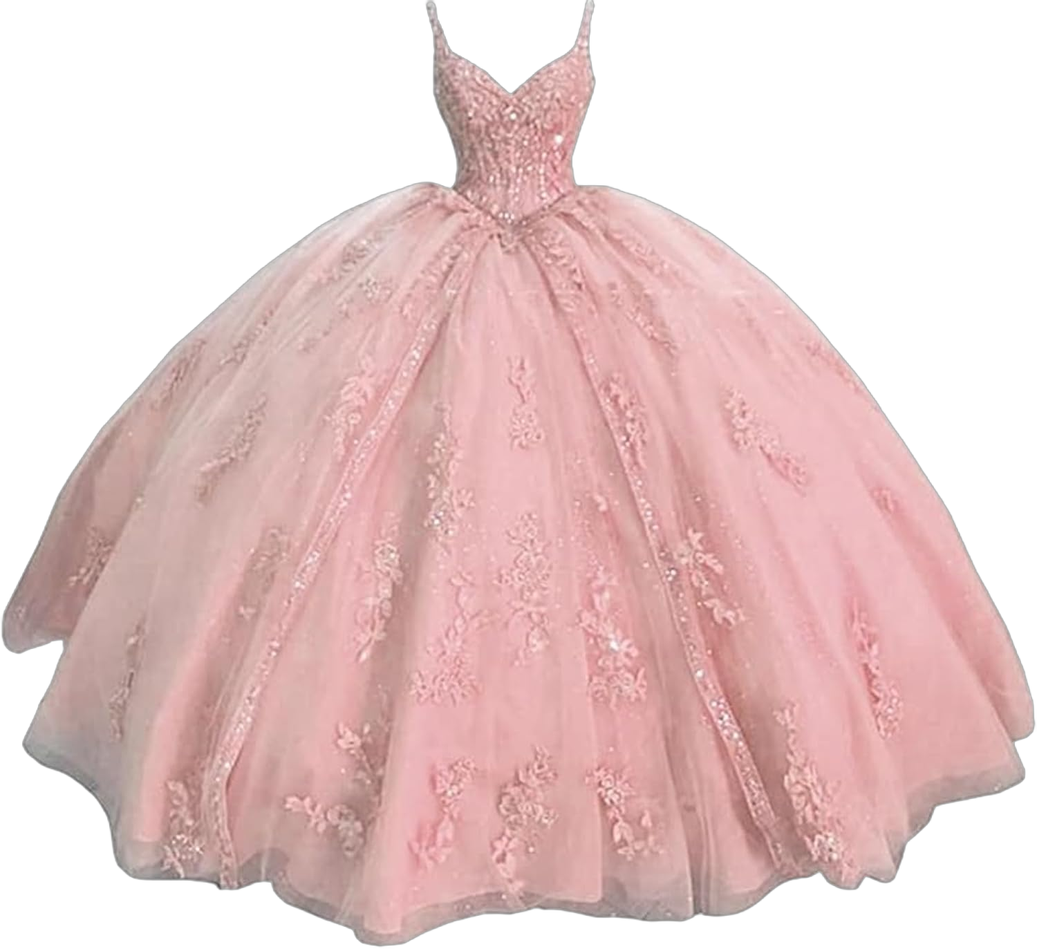 Women's Sweetheart Quinceanera Dresses Ball Gown Spaghetti Straps Lace Applique Sweet 16 Dresses for Teens 28 Blush Pink
