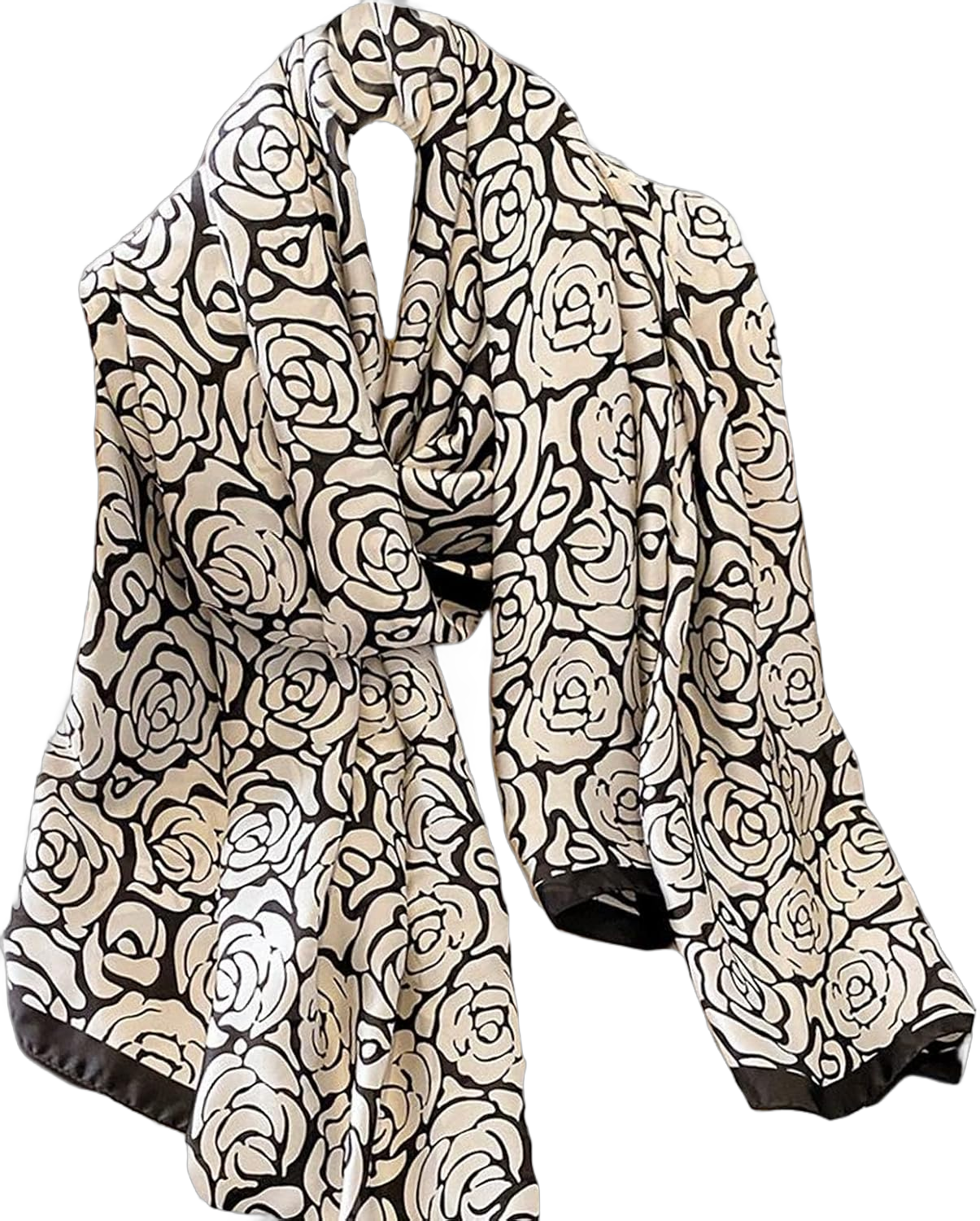 Fashion Scarves 100% Satin Silk Scarf Long Lightweight Sunscreen Shawls Wraps for Women Hair Scarves Flower Print