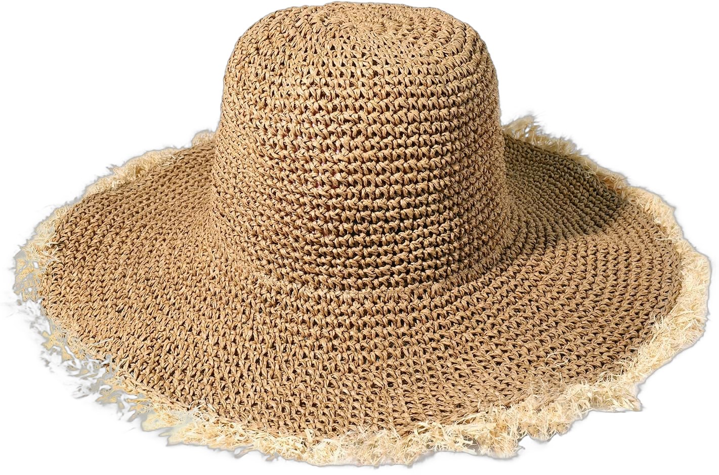 Sun Hats Women Straw Hats Wide Brim Summer Beach Hats Foldable Fringed Floppy Fedora Hats Summer Vacation Accessory One Size Brown