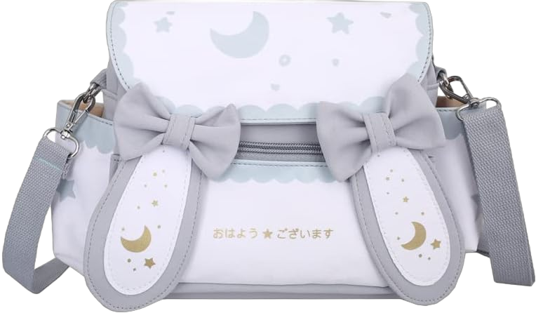 Women Japanese Bunny Ear Kawaii with Cute Manga Star Moon Crossbody Bag, Trendy Cartoon Shoulder Bag Handbag Purse Blue