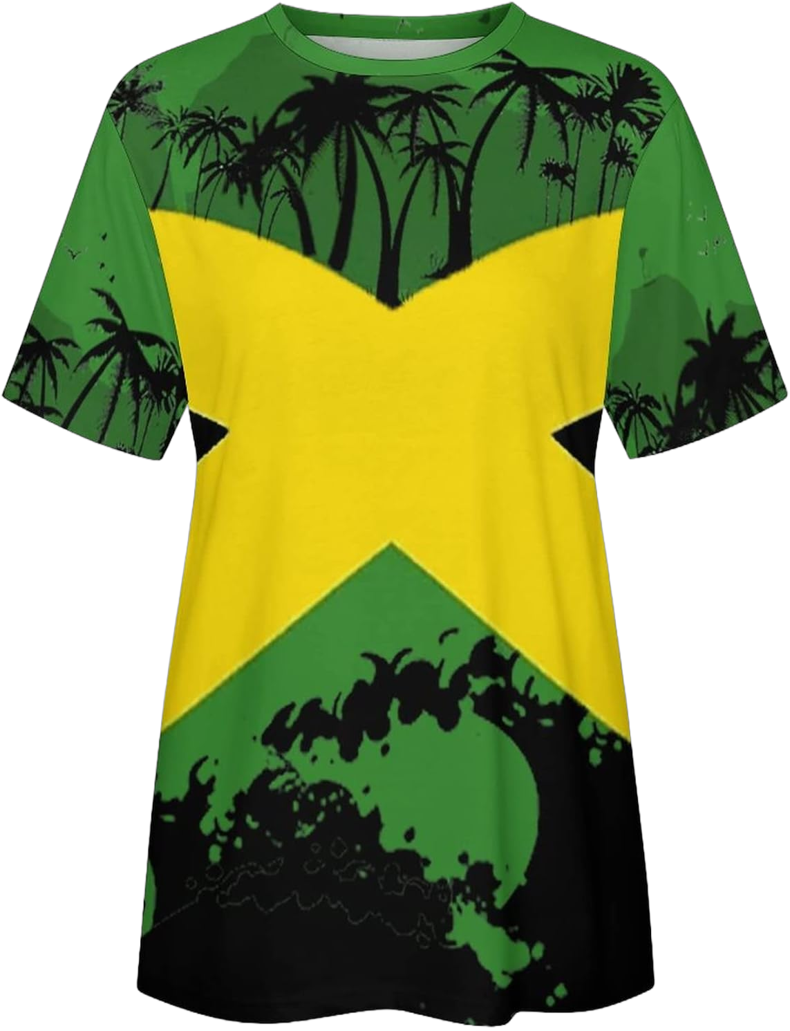 TAIZIYEAH Elegant Casual Jamaica Flag Cotton T-Shirt for Women Girl's Summer Sun Beach L Large Style-8