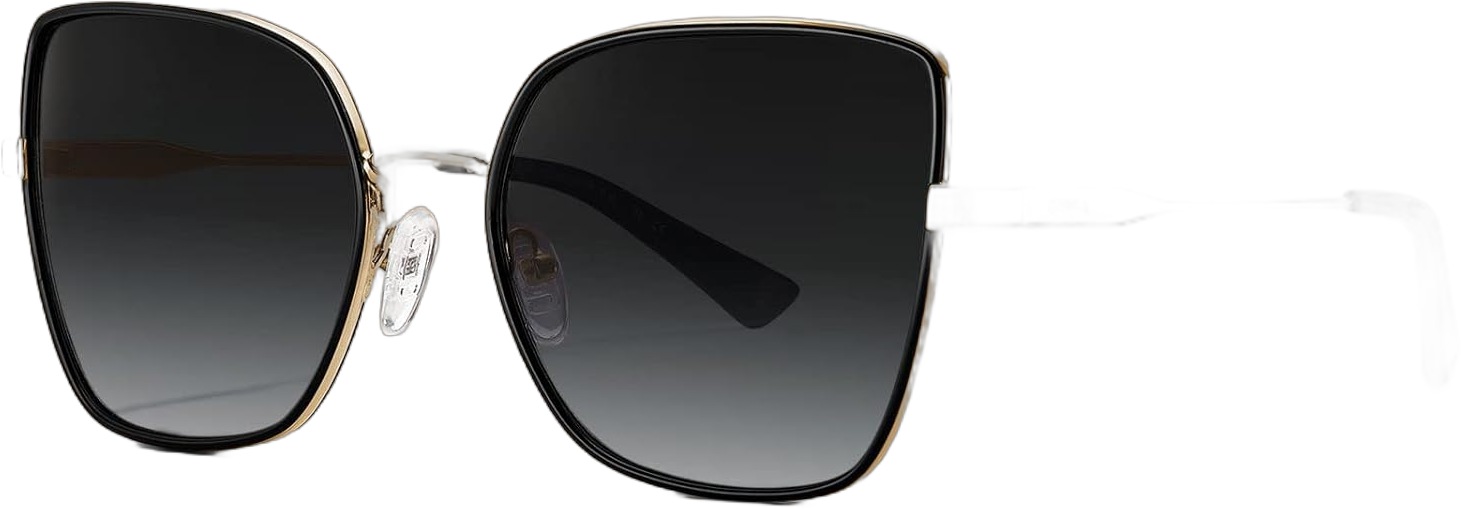 CARFIA Fashion Metal Sunglasses for Women Polarized UV Sun Protection Nickel-free Plating Frame CA5383 Black Frame Grey Gradient Lens