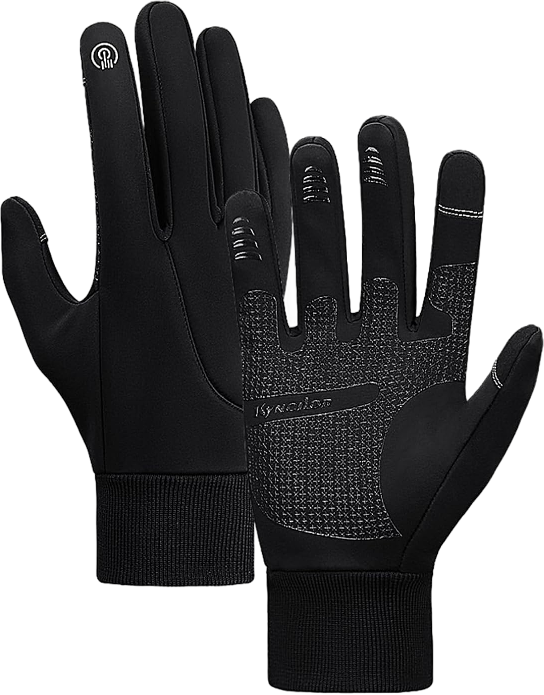 Winter Gloves for Men Women,Waterproof Windproof Anti-Slip Touch Screen Gloves, Black Thermal Gloves for Cycling Driving Hiking Running Skating Medium