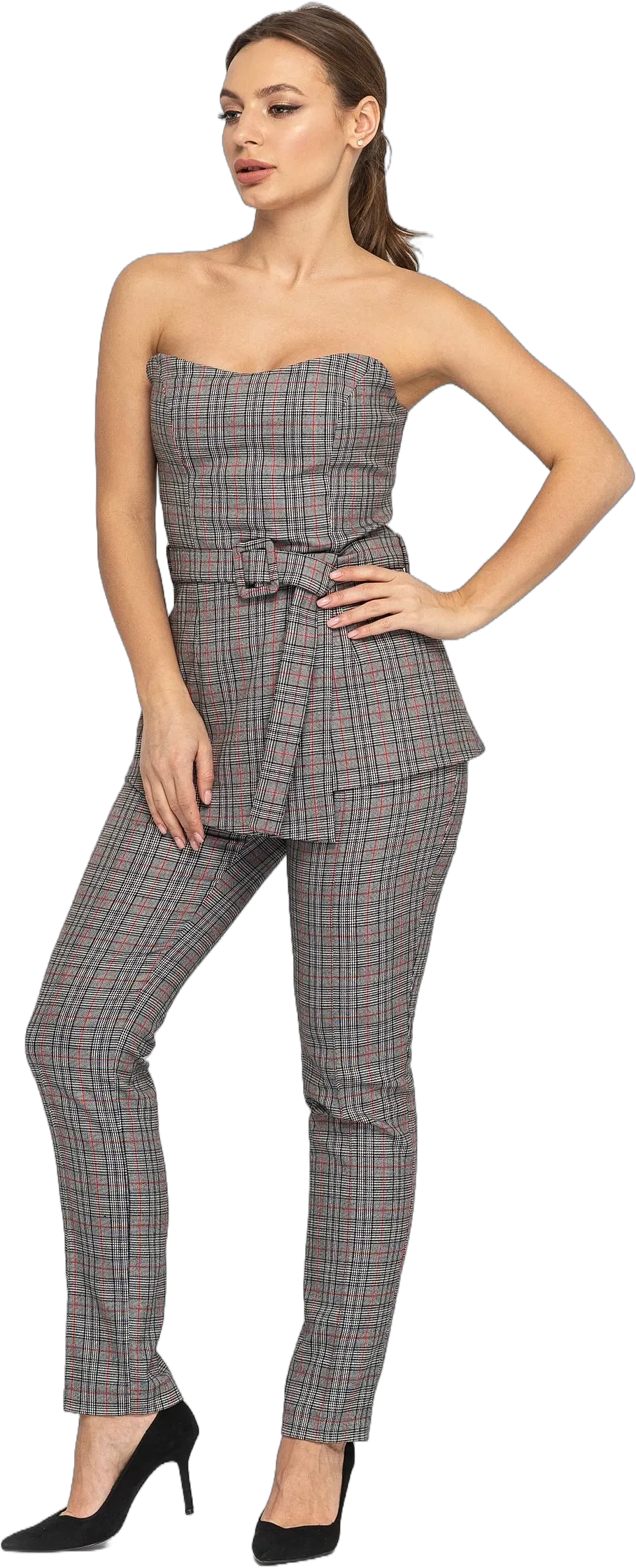 Off shoulder jumpsuit women, Formal elegant womens suit, Two piece set overalls women, Evening plaid jumpsuit TAVROVSKA