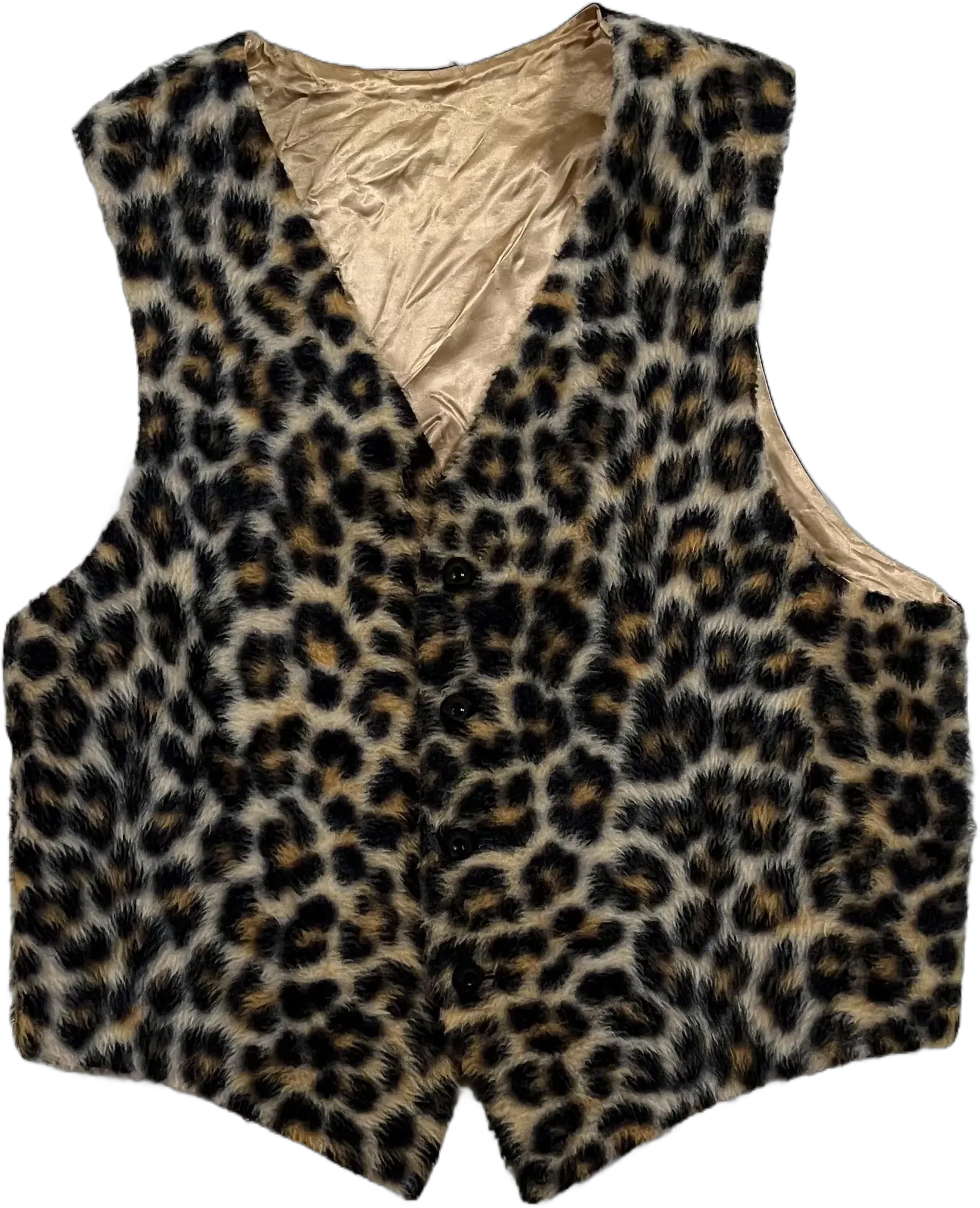 Vintage 1950&#39;s | 1960&#39;s Fuzzy Animal Print Faux Fur Rockabilly Vest M