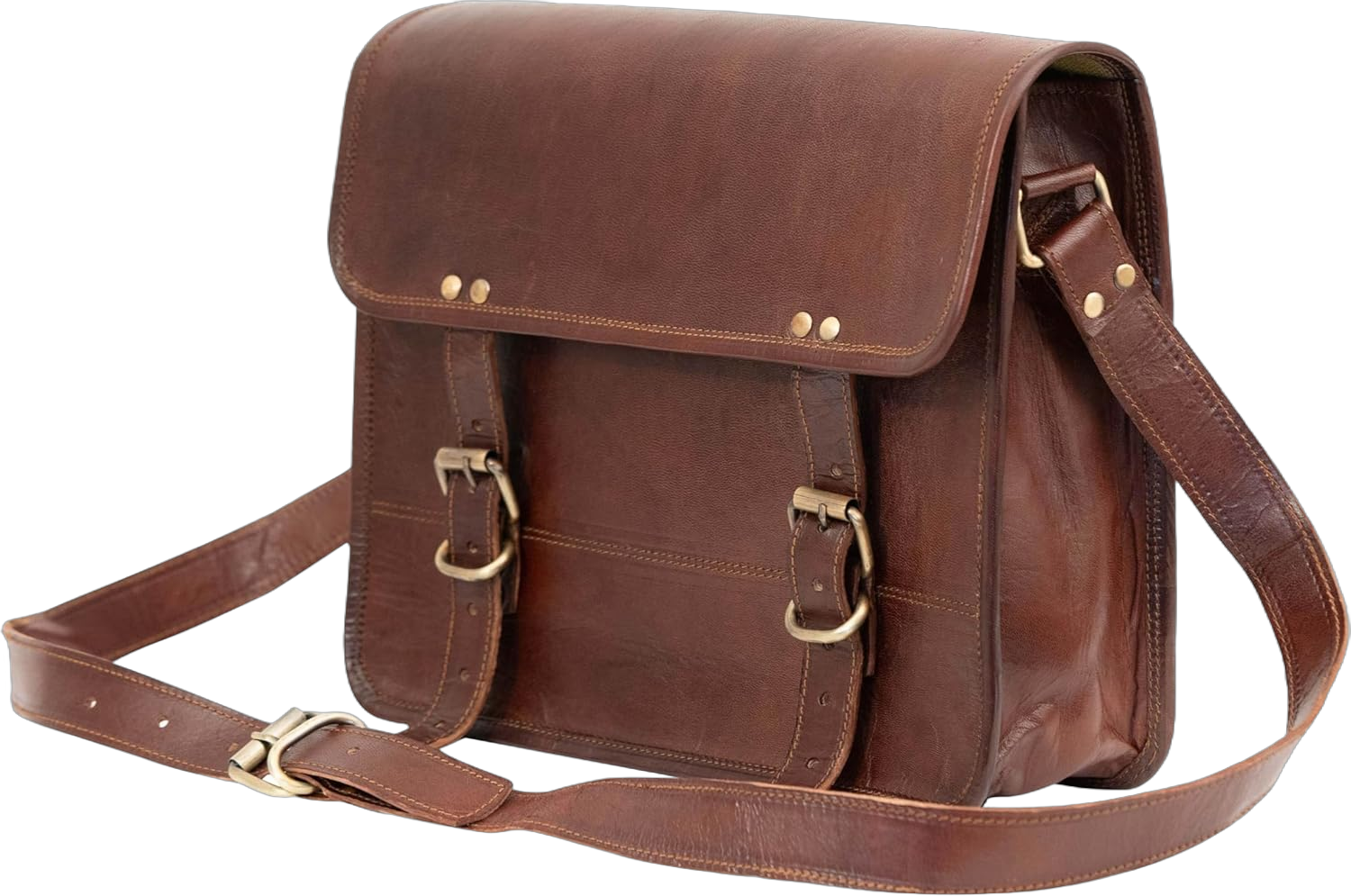 10" Inch Leather Messenger Bag vintage satchel bag Crossbody Bags for Men and Women unisex office bag 10" (W) x 8" (H) x 3" (D)