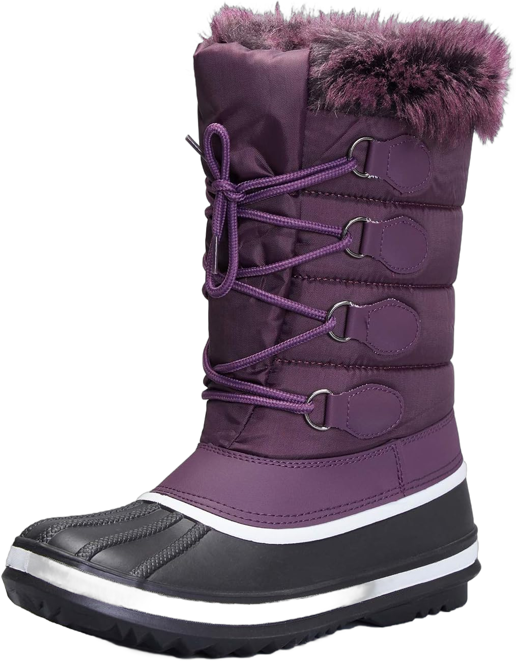 mysoft Women's Waterproof Winter Boots, Warm Insulated Snow Boots for Outdoor 9 Purple