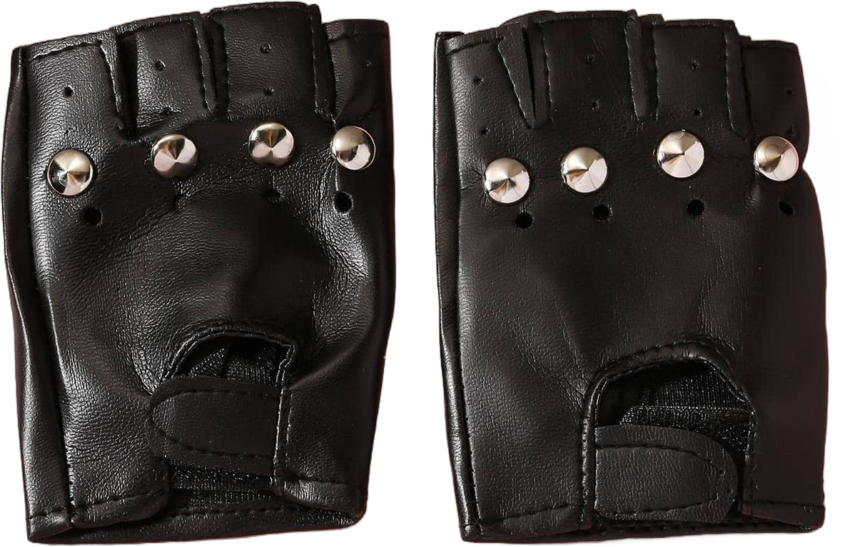 1pair Half Finger Studded Leather Performance Gloves For Children Aged 8-15