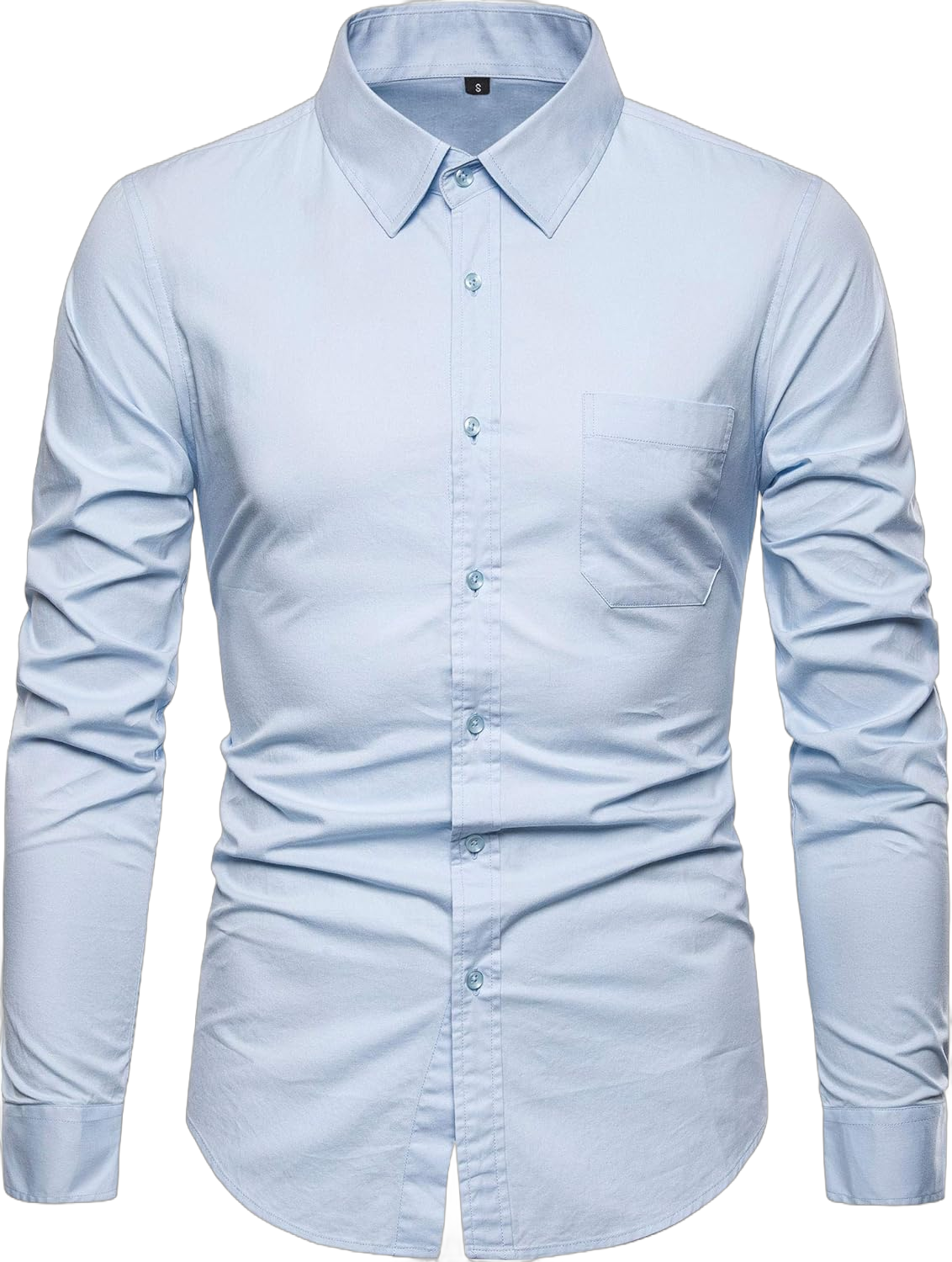 Men’s Long Sleeve Casual Button Down Dress Shirts with Chest Pocket Large Light Blue