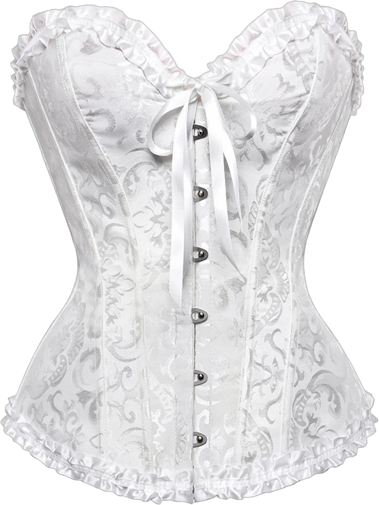 MISS MOLY Women's Lace Up Boned Plus Size Overbust Bridal Corset Bustier Bodyshaper Top White 5XL