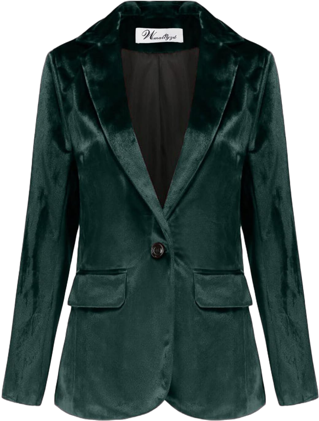 Wemaliyzd Womens Velvet Jacket Slim Fit 1 Button Blazer Office Lady Medium Deep Green