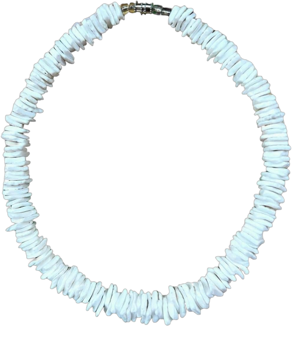 Native Treasure Mens and Womens Summer Beach Surfer Necklace From the Philippines, White Rose Clam Chips Ark Shells 18 inch