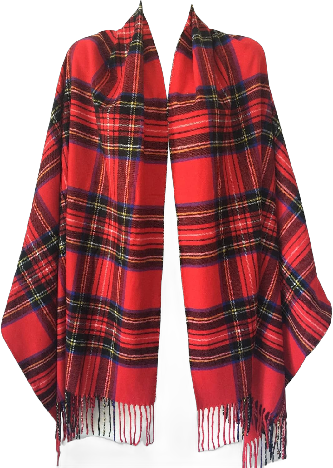 Women Oversized Scottish Clan Tartan Plaid Cashmere Feel Shawl Wrap Winter Scarf Red Tartan