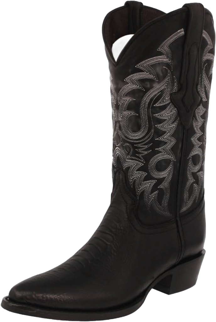 Texas Legacy Mens Black Western Leather Cowboy Boots Ostrich Leg Print J Toe