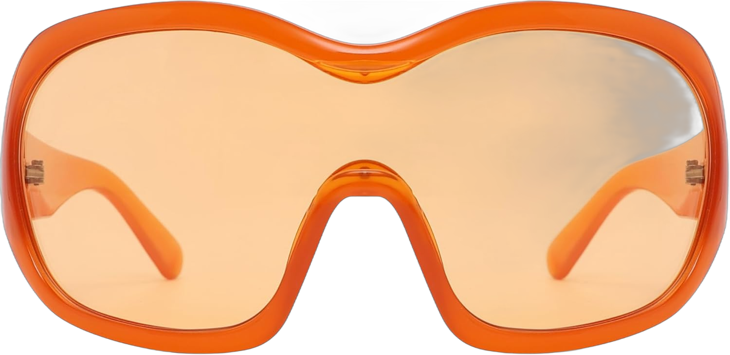 Oversized Trendy Wrap Around Sunglasses for Women Men - Cool Concert shades 2000s Retro Round Big Shield Glasses Orange