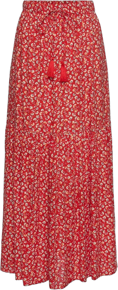 LASCANA Women's Floral Pattern Maxi Skirt Floral Red Printed 4