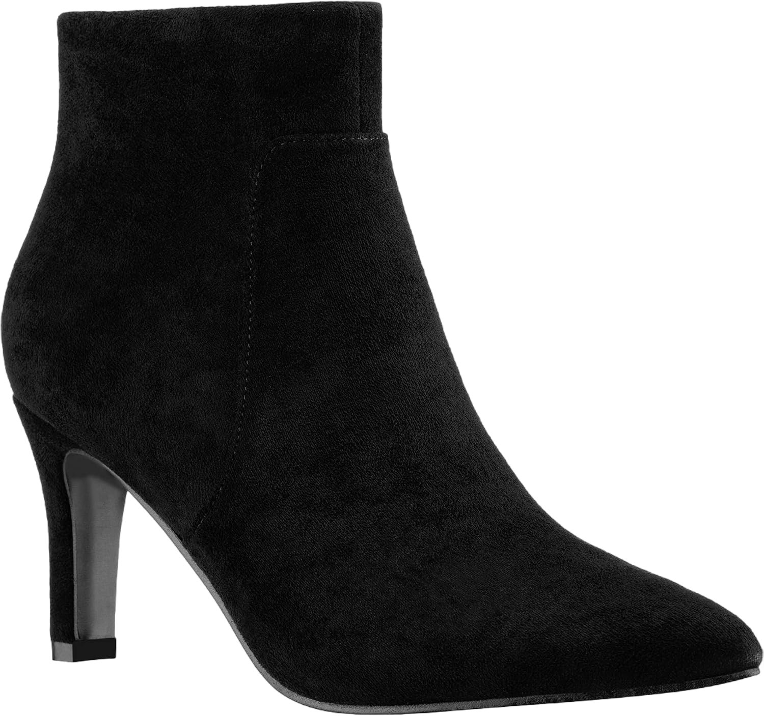 ILLUDE Women's Fashion Ankle Boots Comfortable Pointed Toe High Heels Side Zipper Booties 9 Black Suede