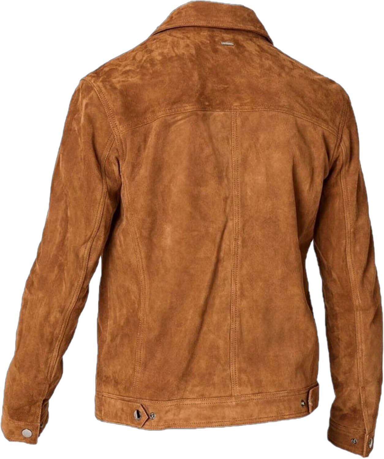 Men's Western Trucker Leather Smart Fitted Denim Shirt Style Stud Button Jacket Large Tan Suede