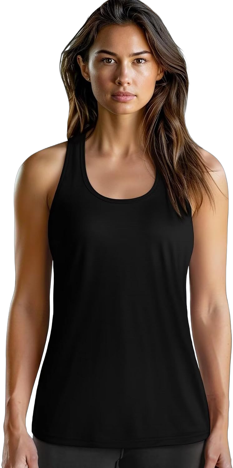 Zengjo Women's Workout Tanks Moisture Wicking Medium Black