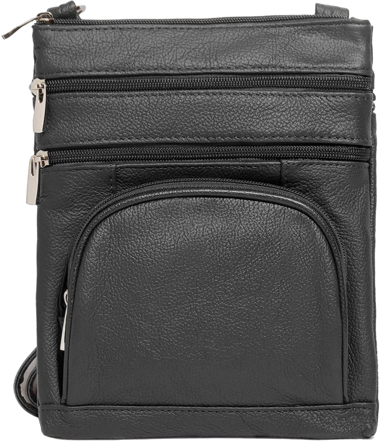 TOVOSO Crossbody Bag for Women, Genuine Leather Multi-Pocket Purse with Adjustable Strap, RFID Protection, Built-In Wallet, Medium, Black