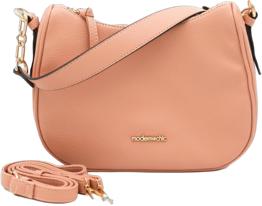 Modern+Chic Crossbody Bags for Women - Ashton Saddle Crossbody Bag, Vegan Leather Purse with Pockets and Adjustable Strap Blush