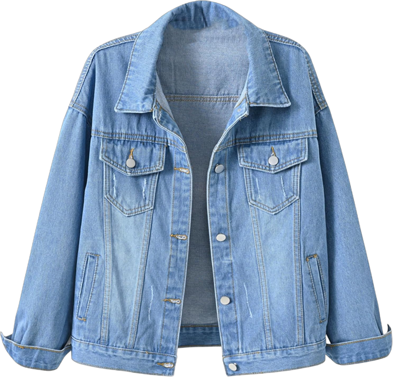 Women Denim Jackets Oversized Distressed Spring Fall Lapel Long Sleeve Lightweight Button Jean Coat Plus Size Shackets Large A2_light Blue