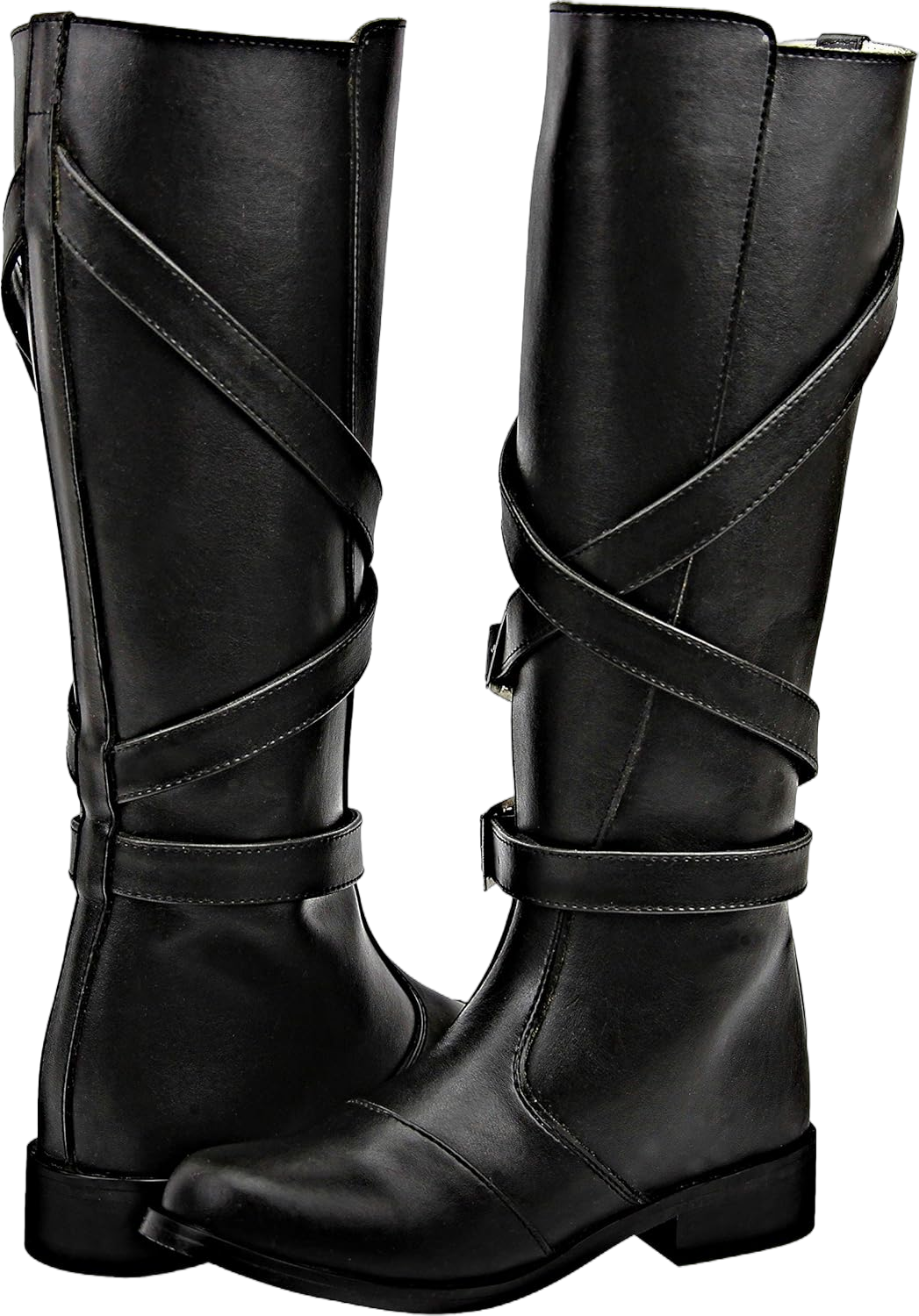 Men's Man Gardena Fashion Stylish Motorcycle Riding Leather Tall Knee High Boots Black PLUS CALF 8.5