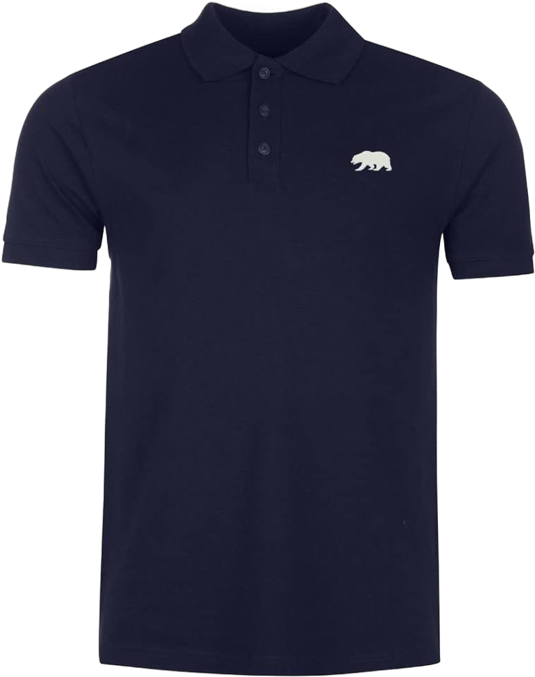 Mens Polo Shirts Bear California Embroidered Short Sleeve Polo Shirt Cotton Tennis Shirts for Men XX-Large Navy