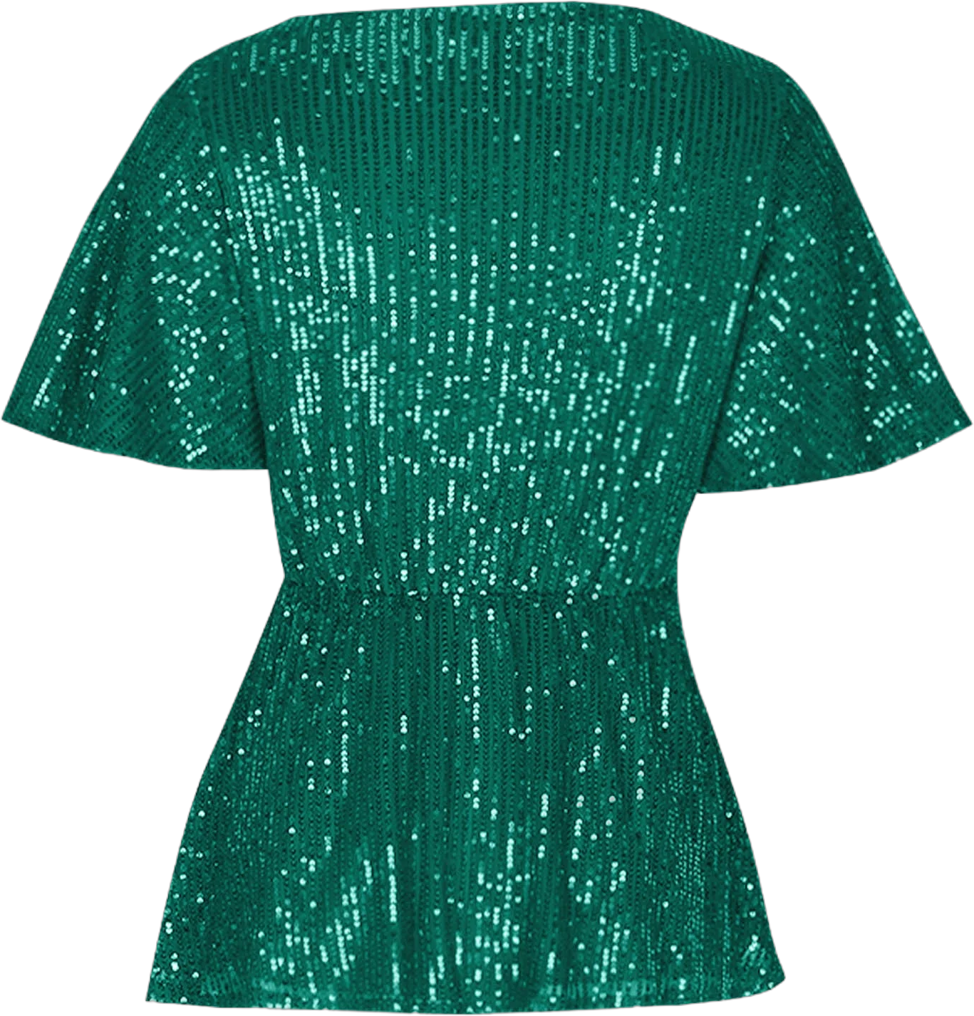 DxhmoneyHX 2024 Women's Sparkly Sequin Tops V Neck Tie Front Short Bell Sleeve Shirts Dressy Party Tops Blouse